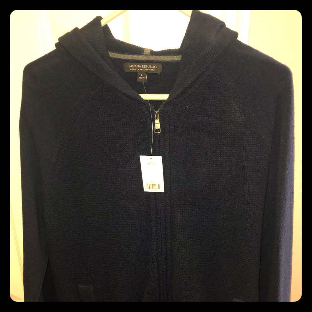 Banana Republic merino zip up sweater hoodie Large
